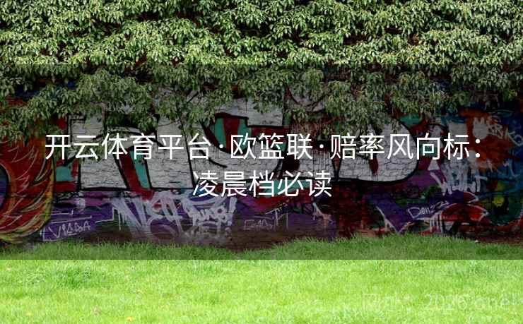 开云体育平台·欧篮联·赔率风向标:凌晨档必读